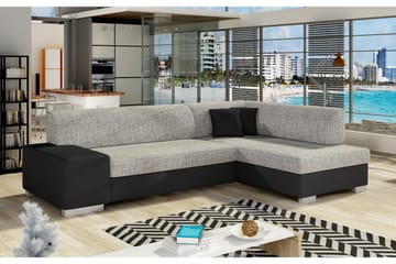Tietaz Bäddsoffa med Divan - Grå/Svart - Möbler - Soffa - Bäddsoffa - Bäddsoffa längsbäddad