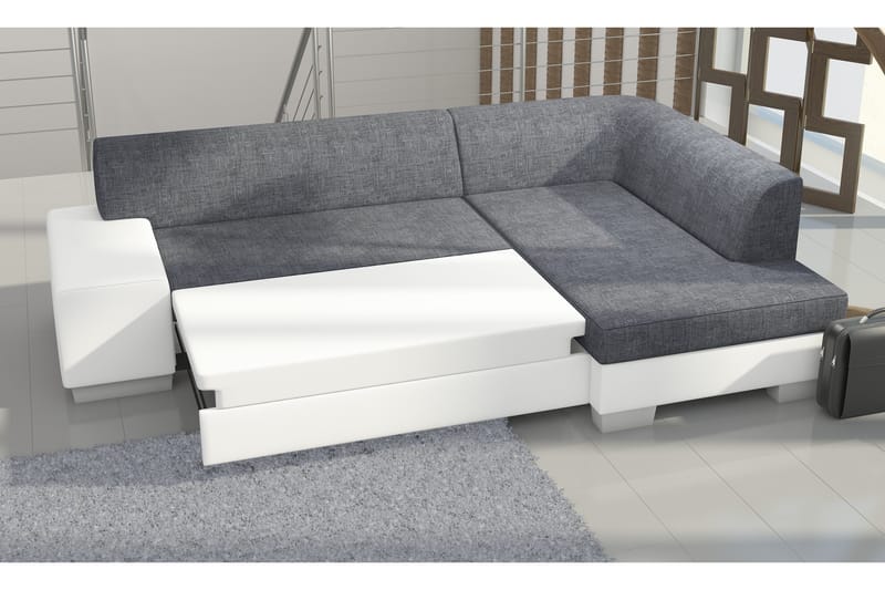 Tietaz Bäddsoffa med Divan - Grå/Svart - Möbler - Soffa - Bäddsoffa - Bäddsoffa längsbäddad