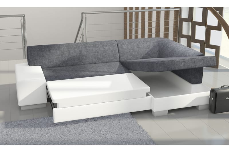Tietaz Bäddsoffa med Divan - Grå/Svart - Möbler - Soffa - Bäddsoffa - Bäddsoffa längsbäddad
