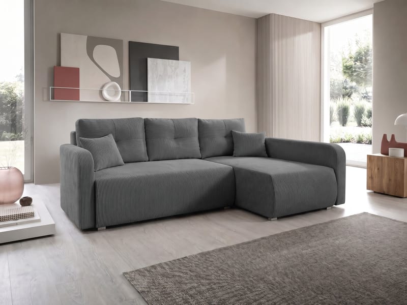 Toren Bäddsoffa med förvaring och Divan Höger - Grå - Möbler - Soffa - Bäddsoffa - Bäddsoffa divan