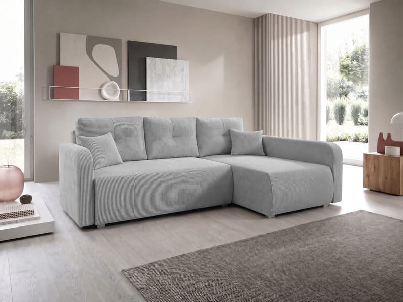 Toren Bäddsoffa med förvaring och Divan Höger - Ljusgrå - Möbler - Soffa - Bäddsoffa - Bäddsoffa divan