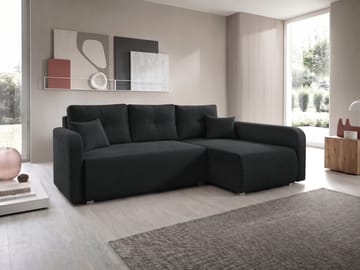 Toren Bäddsoffa med förvaring och Divan Höger - Svart - Möbler - Soffa - Bäddsoffa - Bäddsoffa divan