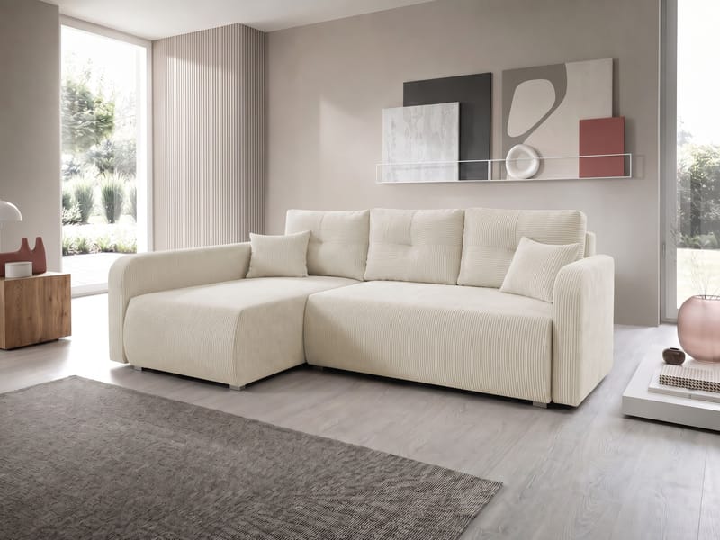 Toren Bäddsoffa med förvaring och Divan Vänster - Beige - Möbler - Soffa - Bäddsoffa - Bäddsoffa divan