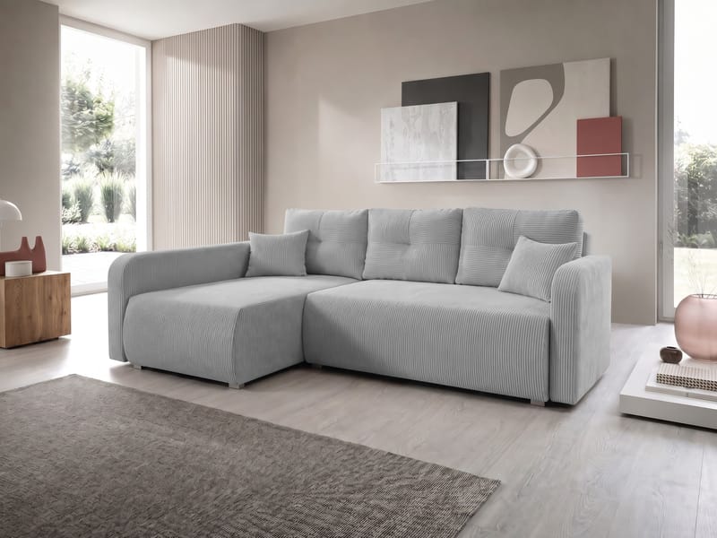 Toren Bäddsoffa med förvaring och Divan Vänster - Ljusgrå - Möbler - Soffa - Bäddsoffa - Bäddsoffa divan