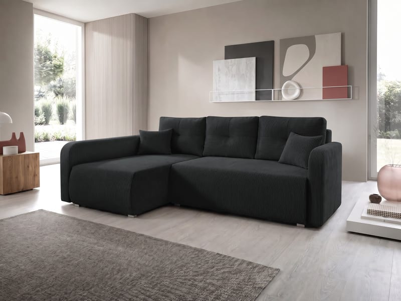 Toren Bäddsoffa med förvaring och Divan Vänster - Svart - Möbler - Soffa - Bäddsoffa - Bäddsoffa divan
