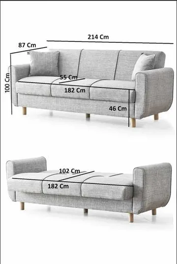 Torlan 3-sits Soffa - Grå - Möbler - Soffa - Bäddsoffa - 3 sits bäddsoffa