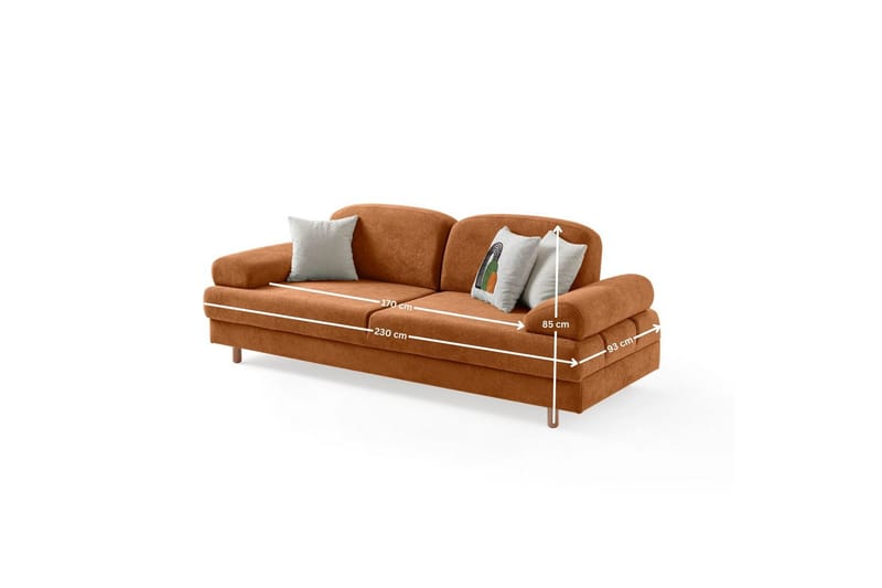 Torrelis Bäddsoffa 3-sits - Terrakotta - Möbler - Soffa - Bäddsoffa - 3 sits bäddsoffa