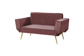 Touya 2-sits Fällbar Bäddsoffa 75x187 cm i Sammet - Rosa - Möbler - Soffa - Bäddsoffa - 2 sits bäddsoffa