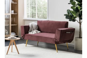 Touya 2-sits Fällbar Bäddsoffa 75x187 cm i Sammet - Rosa - Möbler - Soffa - Bäddsoffa - 2 sits bäddsoffa