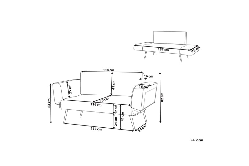 Touya 2-sits Fällbar Bäddsoffa 75x187 cm i Sammet - Rosa - Möbler - Soffa - Bäddsoffa - 2 sits bäddsoffa