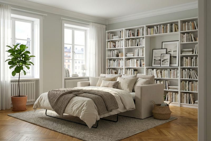 Travstad 3-sits Bäddsoffa i Chenille frammåtbäddad - Beige - Möbler - Soffa - Bäddsoffa - 3 sits bäddsoffa