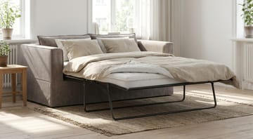 Travstad 3-sits Bäddsoffa med HVILA Bäddmadrass 140x200 cm Memoryskum med Tvättbar klädsel - Grå - Möbler - Soffa - Bäddsoffa - Framåtbäddad bäddsoffa