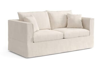 Travstad 3-sits Bäddsoffa med HVILA Bäddmadrass 140x200 cm Polyesterskum Vändbar Sommar & Vintersida och Tvättbar klädsel - Beige/Vit - Möbler - Soffa - Bäddsoffa - 3 sits bäddsoffa