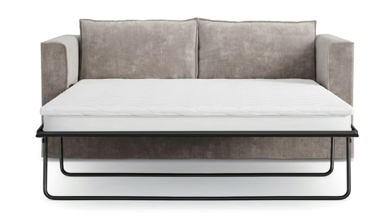 Travstad 3-sits Bäddsoffa med HVILA Bäddmadrass 140x200 cm Polyesterskum med Tvättbar klädsel - Grå/Vit - Möbler - Soffa - Bäddsoffa - 3 sits bäddsoffa
