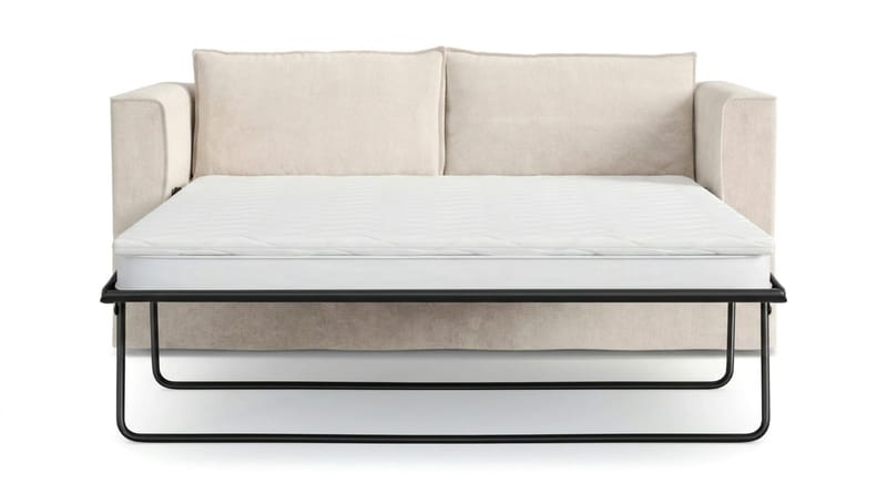 Travstad 3-sits Bäddsoffa med HVILA Bäddmadrass 140x200 cm Polyesterskum Vändbar Sommar & Vintersida och Tvättbar klädsel - Beige/Vit - Möbler - Soffa - Bäddsoffa - 3 sits bäddsoffa