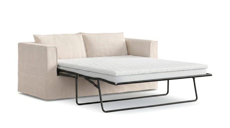 Travstad 3-sits Bäddsoffa med HVILA Bäddmadrass 140x200 cm Polyesterskum Vändbar Sommar & Vintersida och Tvättbar klädsel - Beige/Vit - Möbler - Soffa - Bäddsoffa - 3 sits bäddsoffa