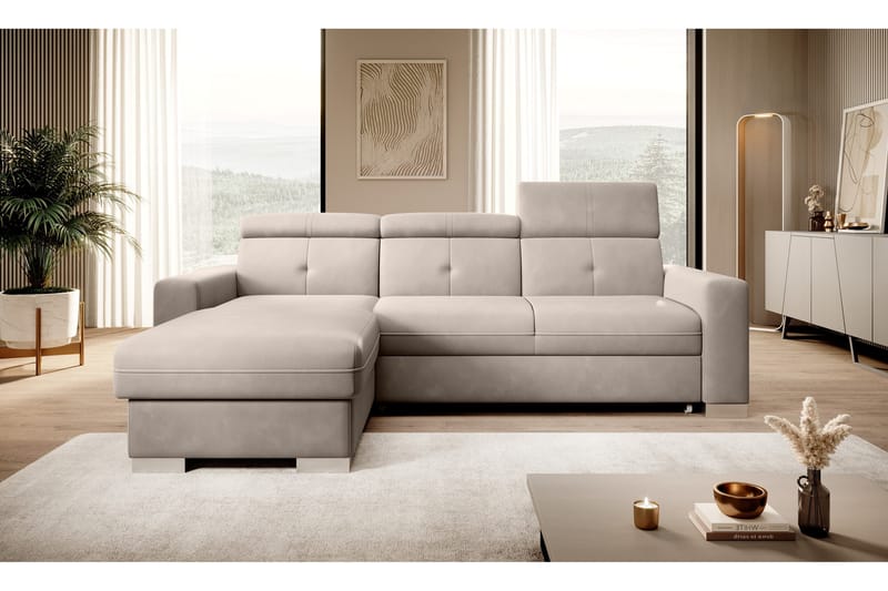 Trent Bäddsoffa m. Divan med Förvaring 3-sits, Beige