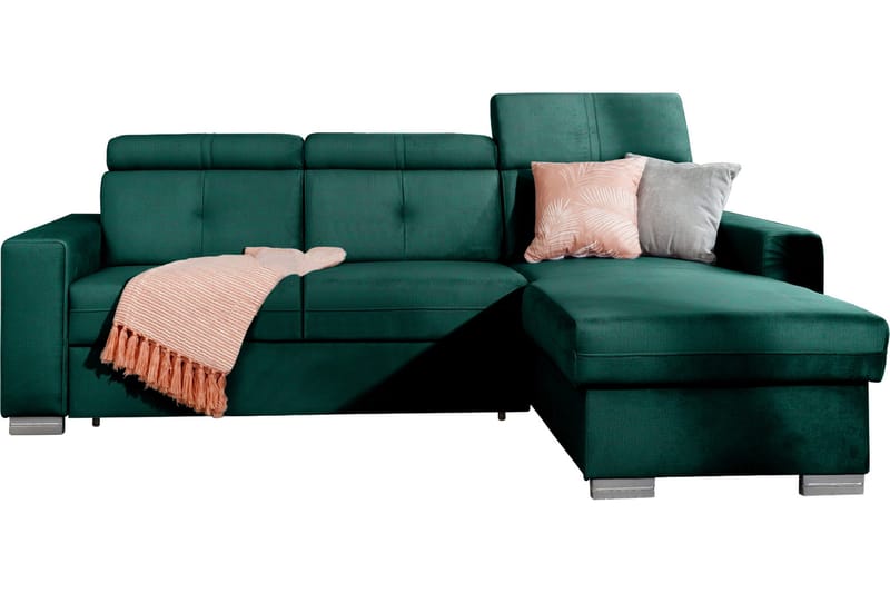 Trent Bäddsoffa m. Divan med Förvaring 3-sits, Mörkgrön