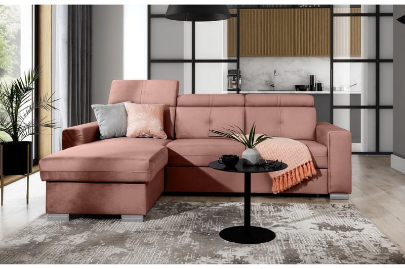 Trent Bäddsoffa m. Divan med Förvaring 3-sits, Rosa