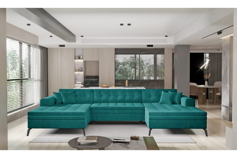 U-bäddsoffa Somerville Dubbeldivan - Bäddsoffa divan - U bäddsoffa - Sammetssoffa