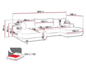 Uppland Bäddsoffa Dubbeldivan 5-sits - Ljusgrå - Möbler - Soffa - Bäddsoffa - U bäddsoffa