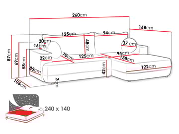 Uppland Bäddsoffa med Divan 3-sits - Grå - Möbler - Soffa - Bäddsoffa - Bäddsoffa divan