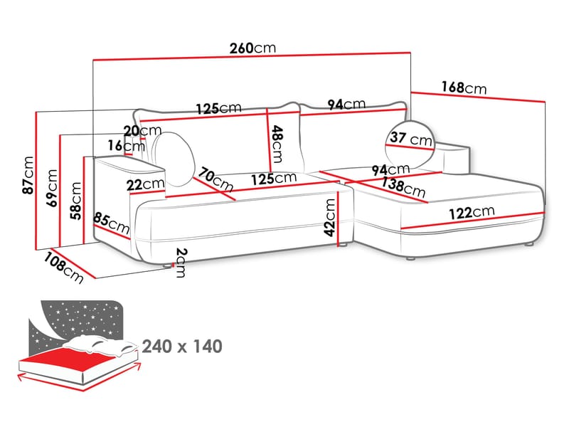 Uppland Bäddsoffa med Divan 3-sits - Vit - Möbler - Soffa - Bäddsoffa - Bäddsoffa divan