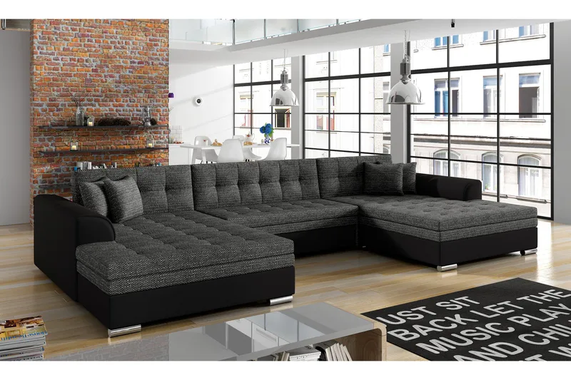 Ventolia Hörnbäddsoffa Universal - Grå/Svart - Möbler - Soffa - Bäddsoffa - U bäddsoffa