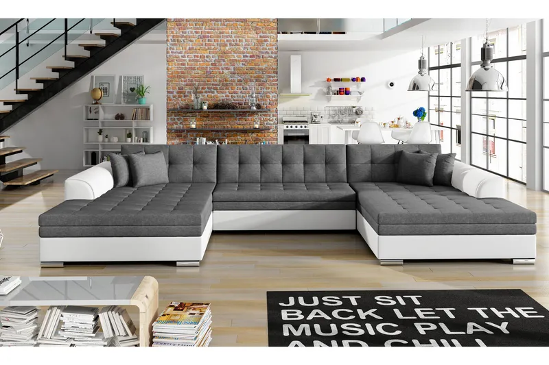 Ventolia Hörnbäddsoffa Universal - Grå/Vit - Möbler - Soffa - Bäddsoffa - U bäddsoffa