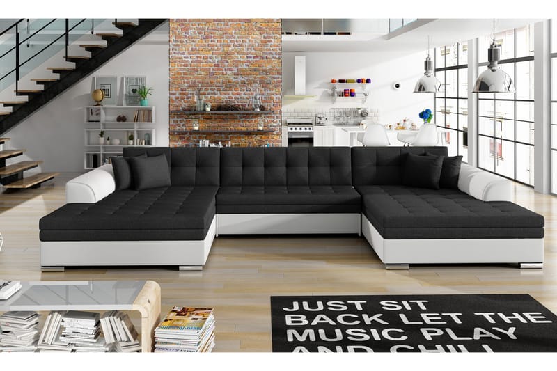Ventolia Hörnbäddsoffa Universal - Svart/Vit - Möbler - Soffa - Bäddsoffa - U bäddsoffa