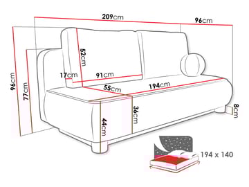 Villoruela Bäddsoffa 3-sits - Beige - Möbler - Soffa - Bäddsoffa - 3 sits bäddsoffa