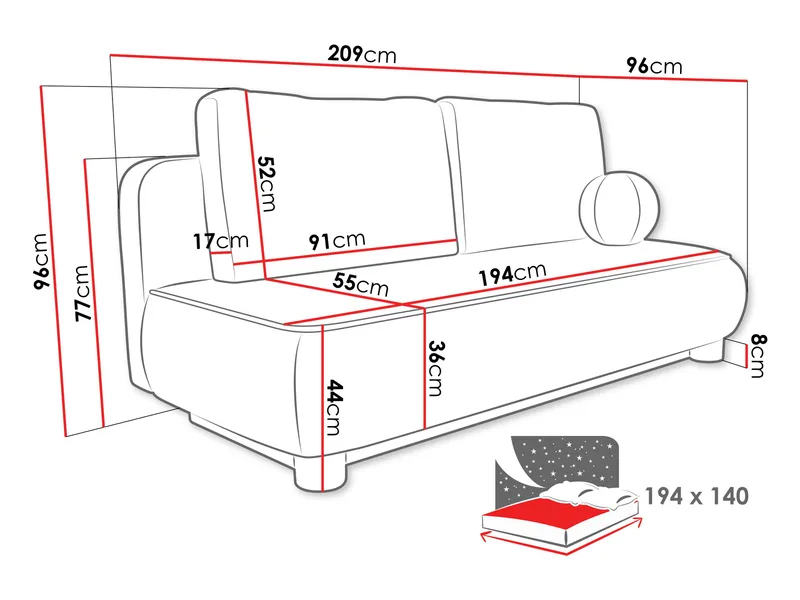 Villoruela Bäddsoffa 3-sits - Brun - Möbler - Soffa - Bäddsoffa - 3 sits bäddsoffa
