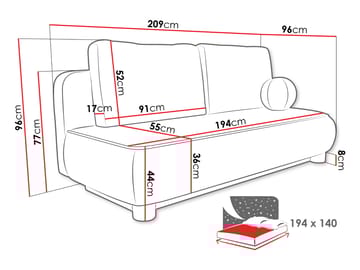 Villoruela Bäddsoffa 3-sits - Brun - Möbler - Soffa - Bäddsoffa - 3 sits bäddsoffa