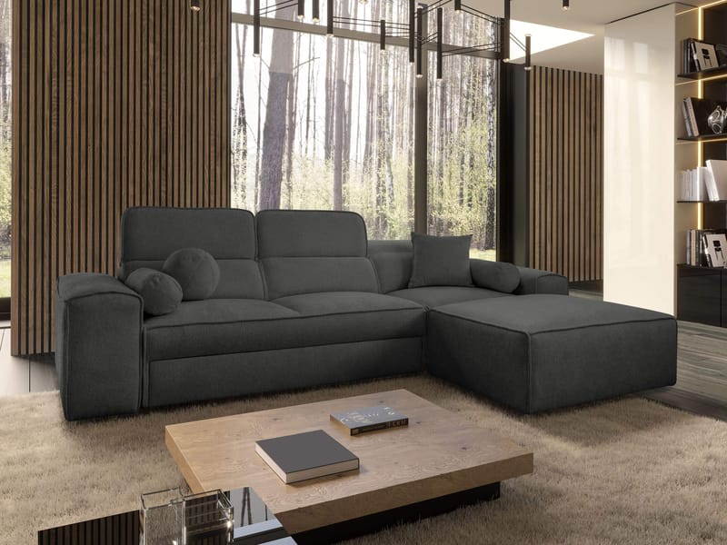 Vitoran 3-sits Bäddsoffa med Divan Högervänd - Antracit - Möbler - Soffa - Bäddsoffa - Framåtbäddad bäddsoffa