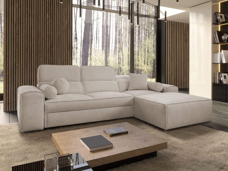 Vitoran 3-sits Bäddsoffa med Divan Högervänd - Beige - Möbler - Soffa - Bäddsoffa - Framåtbäddad bäddsoffa