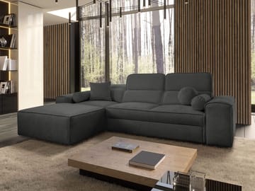 Vitoran 3-sits Bäddsoffa med Divan Vänstervänd - Antracit - Möbler - Soffa - Bäddsoffa - Framåtbäddad bäddsoffa