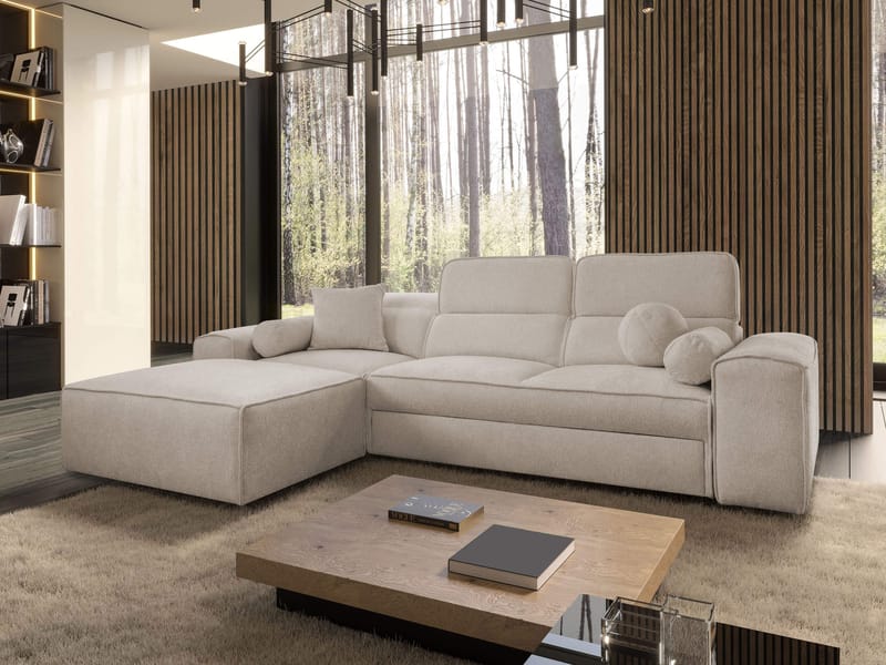 Vitoran 3-sits Bäddsoffa med Divan Vänstervänd - Beige - Möbler - Soffa - Bäddsoffa - Framåtbäddad bäddsoffa