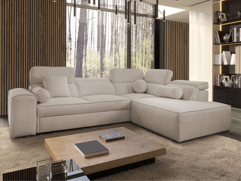 Vitoran 3-sits Bäddsoffa med Schäslong Högervänd - beige - Möbler - Soffa - Bäddsoffa - Hörnbäddsoffa