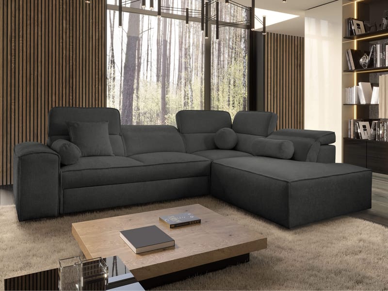 Vitoran 3-sits Bäddsoffa med Schäslong Högervänd - svart - Möbler - Soffa - Bäddsoffa - Hörnbäddsoffa
