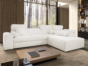 Vitoran 3-sits Bäddsoffa med Schäslong Högervänd - vit - Möbler - Soffa - Bäddsoffa - Hörnbäddsoffa