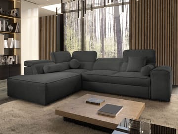 Vitoran 3-sits Bäddsoffa med Schäslong Vänstervänd - svart - Möbler - Soffa - Bäddsoffa - Hörnbäddsoffa