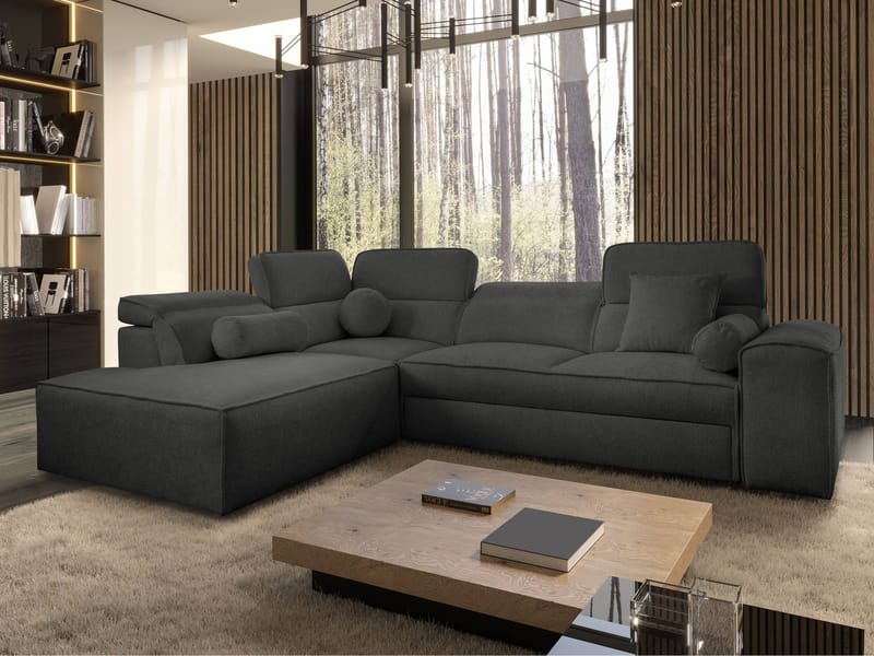 Vitoran 3-sits Bäddsoffa med Schäslong Vänstervänd - svart - Möbler - Soffa - Bäddsoffa - Hörnbäddsoffa