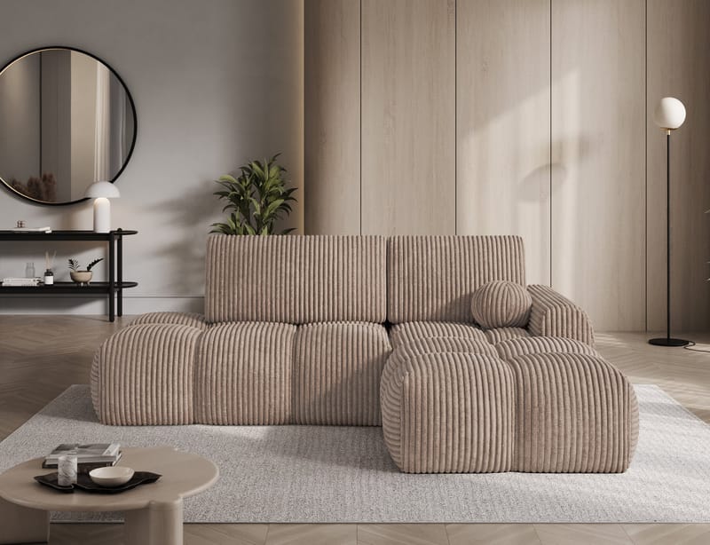 Vittario 3-sits Bubblig Bäddsoffa med Divan och förvaring Höger - Modullo 20 - Möbler - Soffa - Bäddsoffa - Hörnbäddsoffa