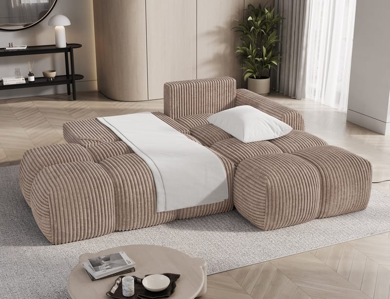Vittario 3-sits Bubblig Bäddsoffa med Divan och förvaring Höger - Modullo 20 - Möbler - Soffa - Bäddsoffa - Hörnbäddsoffa
