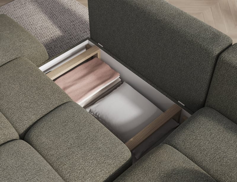 Vittario 3-sits Bubblig Bäddsoffa med Divan och förvaring Höger - Xillar 100 - Möbler - Soffa - Bäddsoffa - Bäddsoffa längsbäddad