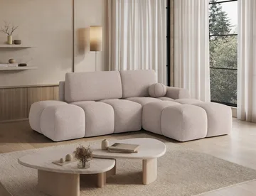 Vittario 3-sits Bubblig Bäddsoffa med Divan och förvaring Höger - Xillar 20 - Möbler - Soffa - Bäddsoffa - Hörnbäddsoffa