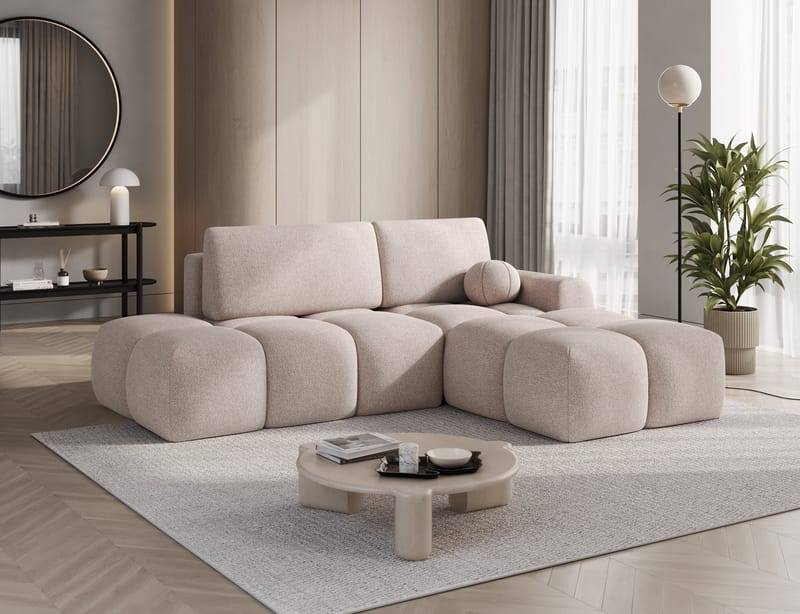 Vittario 3-sits Bubblig Bäddsoffa med Divan och förvaring Höger - Xillar 20 - Möbler - Soffa - Bäddsoffa - Hörnbäddsoffa