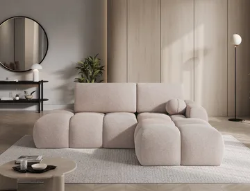 Vittario 3-sits Bubblig Bäddsoffa med Divan och förvaring Höger - Xillar 20 - Möbler - Soffa - Bäddsoffa - Hörnbäddsoffa