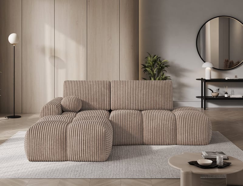 Vittario 3-sits Bubblig Bäddsoffa med Divan och förvaring Vänster - Modullo 20 - Möbler - Soffa - Bäddsoffa - Bäddsoffa divan