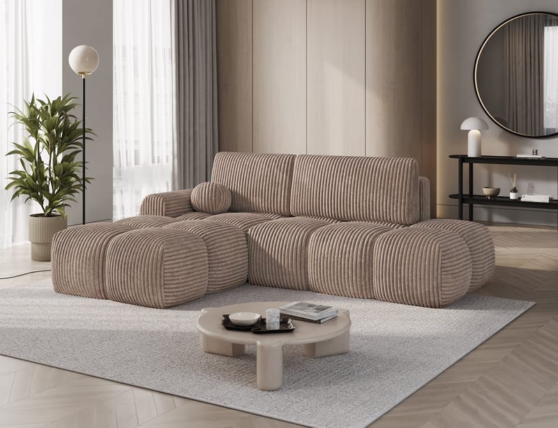 Vittario 3-sits Bubblig Bäddsoffa med Divan och förvaring Vänster - Modullo 20 - Möbler - Soffa - Bäddsoffa - Bäddsoffa divan